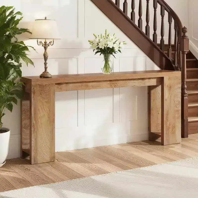 Console stretta marrone, stile rustico 70,9", per 1 persona