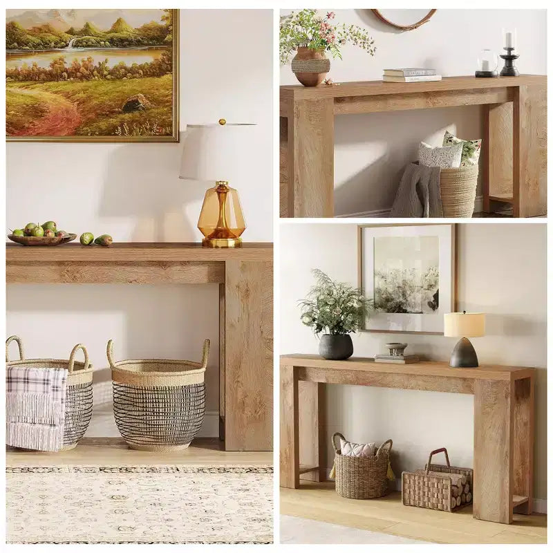 Console stretta marrone, stile rustico 70,9", per 1 persona