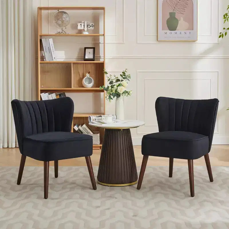 Poltrona d'Appoggio Senza Braccioli in Velluto – Beige / Nero / Verde, Posto Unico, Gambe in Legno