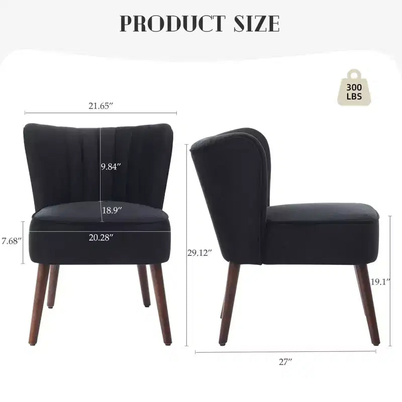 Poltrona d'Appoggio Senza Braccioli in Velluto – Beige / Nero / Verde, Posto Unico, Gambe in Legno