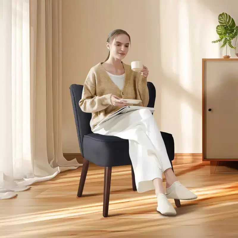 Poltrona d'Appoggio Senza Braccioli in Velluto – Beige / Nero / Verde, Posto Unico, Gambe in Legno