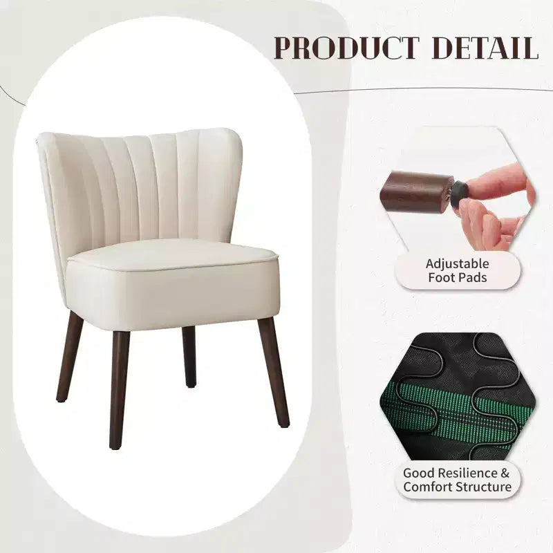 Poltrona d'Appoggio Senza Braccioli in Velluto – Beige / Nero / Verde, Posto Unico, Gambe in Legno