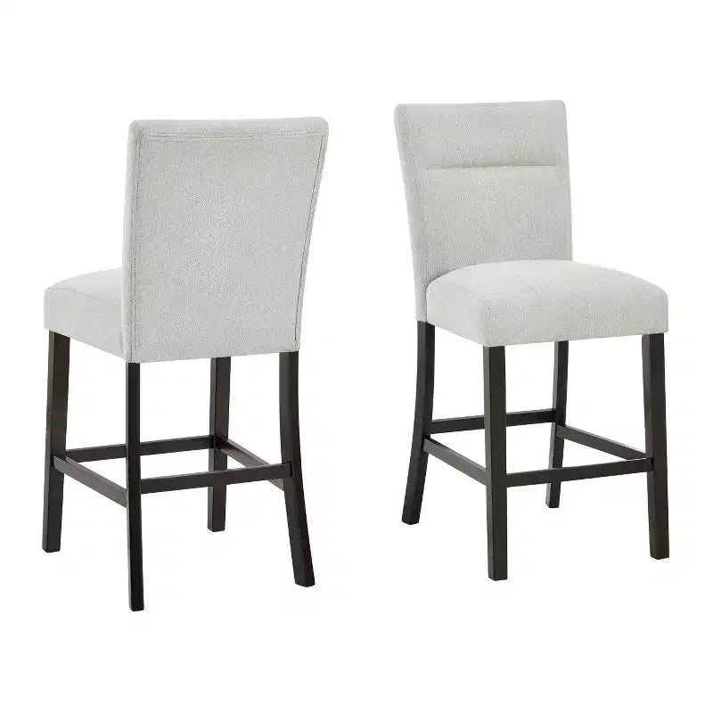 Sgabello da Bar Imbottito in Bouclé Naturale Altezza Bancone, Set da 2