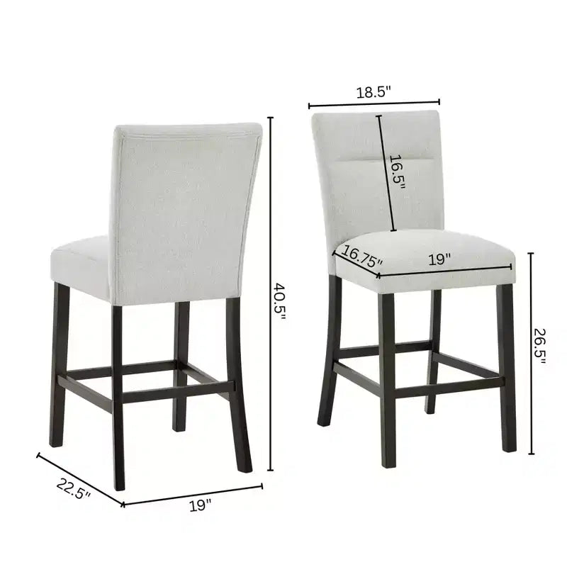 Sgabello da Bar Imbottito in Bouclé Naturale Altezza Bancone, Set da 2
