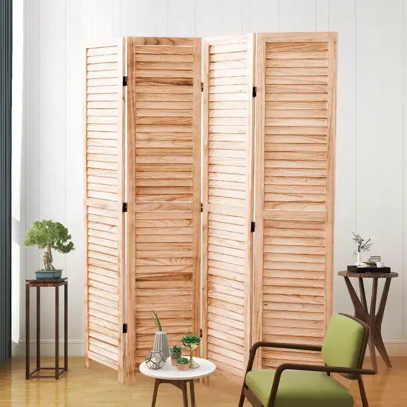 Divisorio autoportante a 1 anta in legno naturale, alto 180 cm