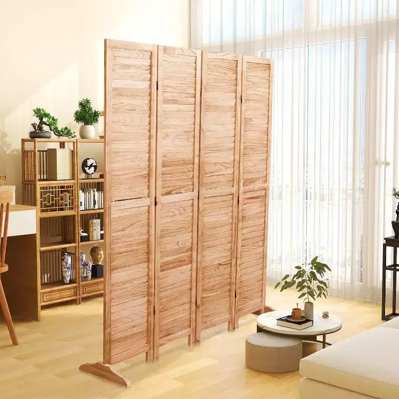 Divisorio autoportante a 1 anta in legno naturale, alto 180 cm