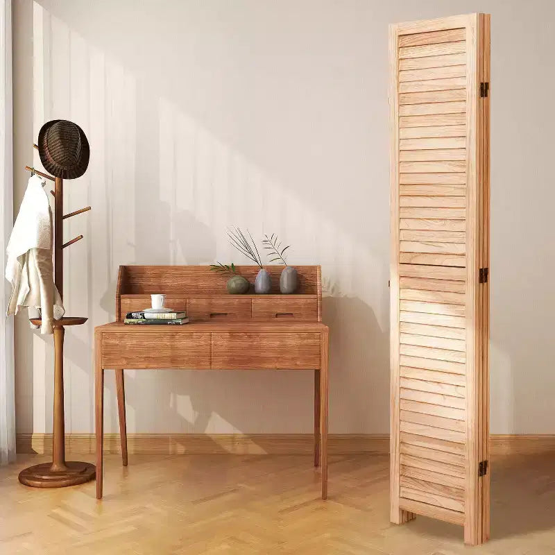 Divisorio autoportante a 1 anta in legno naturale, alto 180 cm