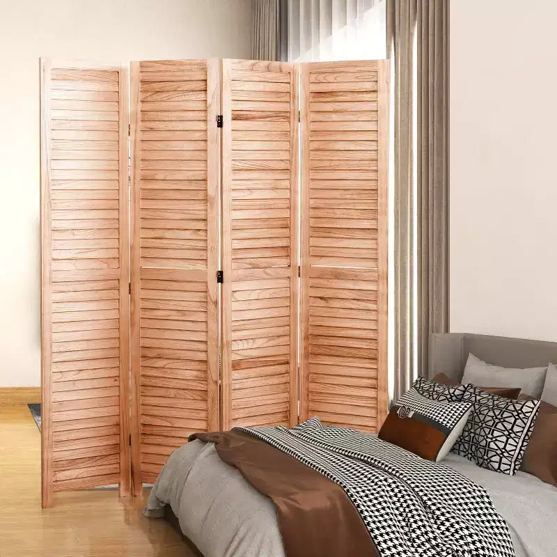 Divisorio autoportante a 1 anta in legno naturale, alto 180 cm