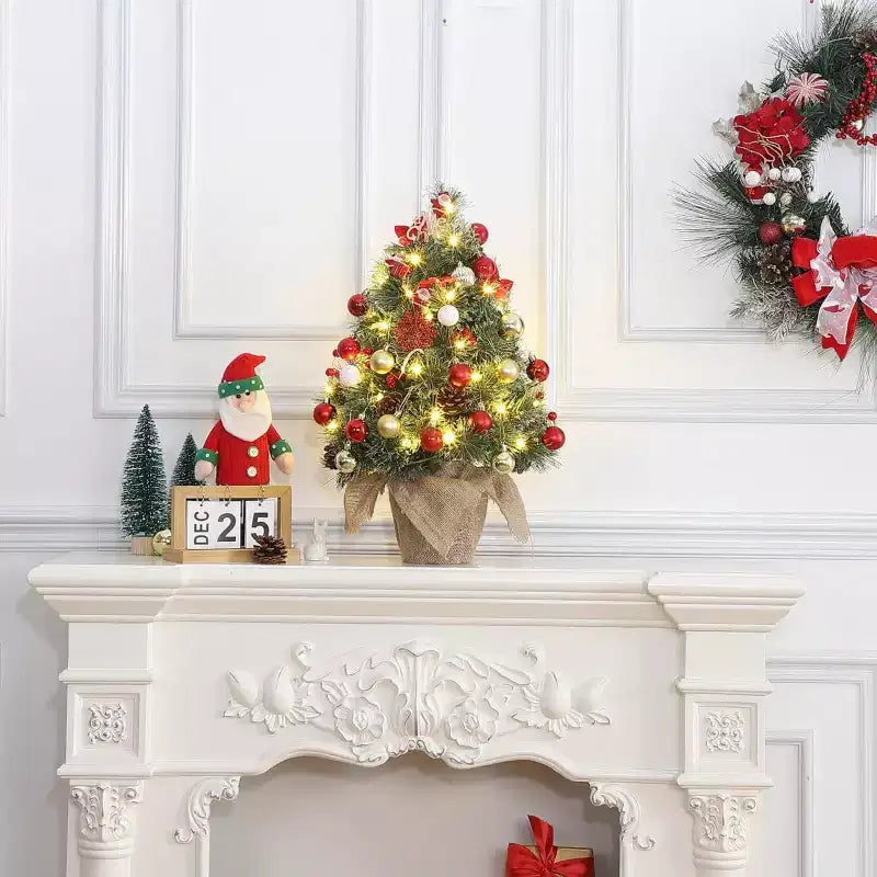 Albero di Natale da Tavolo Innevato con Luci LED – Bianco, 1 Persona