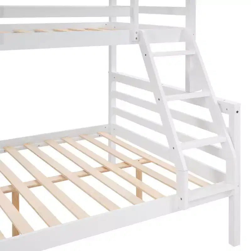 Letto a Castello Bianco con Due Letti (Singolo su Piazza e Mezza), in Legno, per 2 Persone