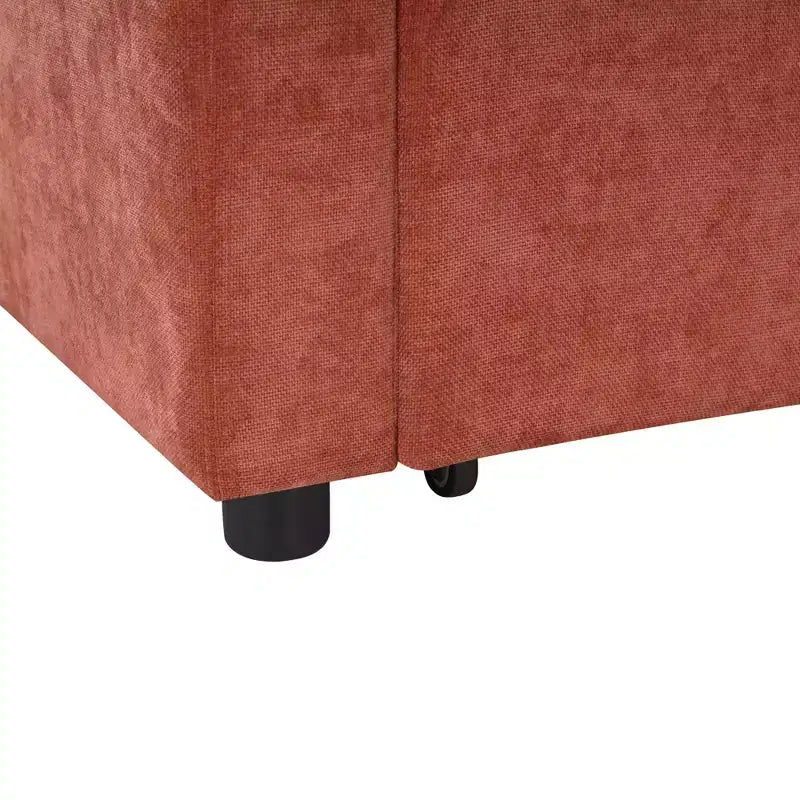 Divano letto angolare a L con letto estraibile e contenitore, 3 posti, Nero/Grigio/Arancio