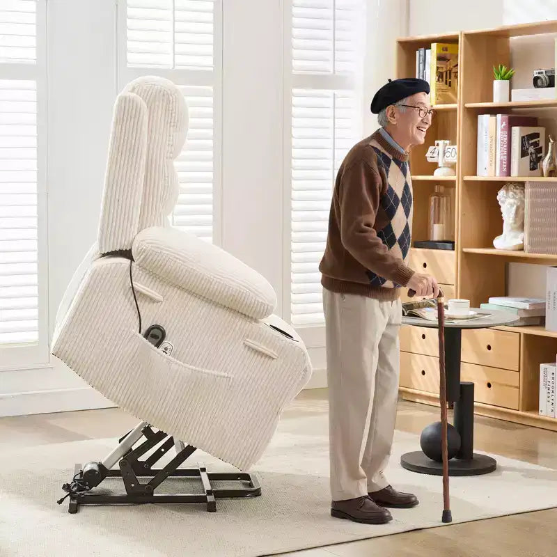 Poltrona Reclinabile Elettrica Monoposto con Funzione Alzapersona, Riscaldamento e Massaggio | Beige / Marrone / Grigio