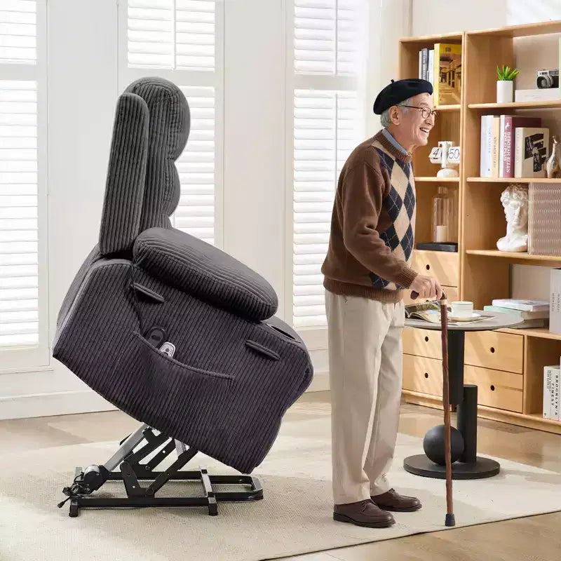 Poltrona Reclinabile Elettrica Monoposto con Funzione Alzapersona, Riscaldamento e Massaggio | Beige / Marrone / Grigio