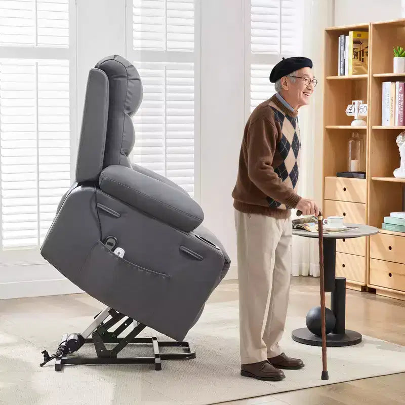 Poltrona Reclinabile Elettrica Monoposto con Funzione Alzapersona, Riscaldamento e Massaggio | Beige / Marrone / Grigio