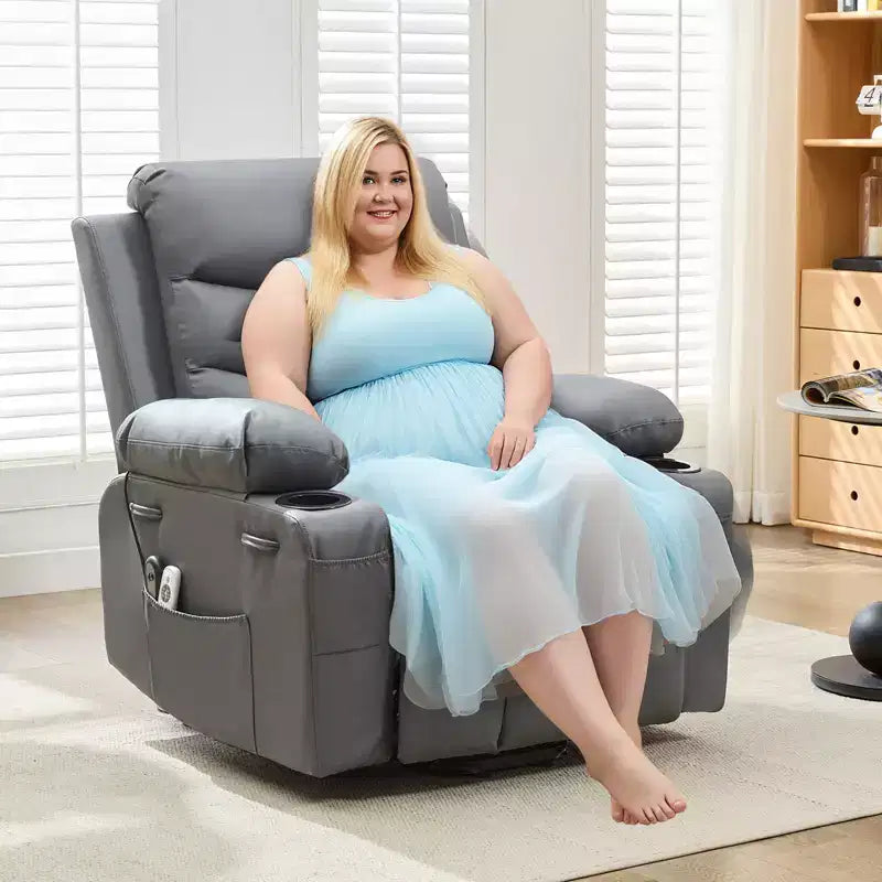 Poltrona Reclinabile Elettrica Monoposto con Funzione Alzapersona, Riscaldamento e Massaggio | Beige / Marrone / Grigio