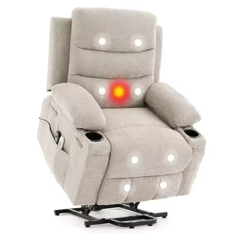 Poltrona Reclinabile Elettrica Monoposto con Funzione Alzapersona, Riscaldamento e Massaggio | Beige / Marrone / Grigio