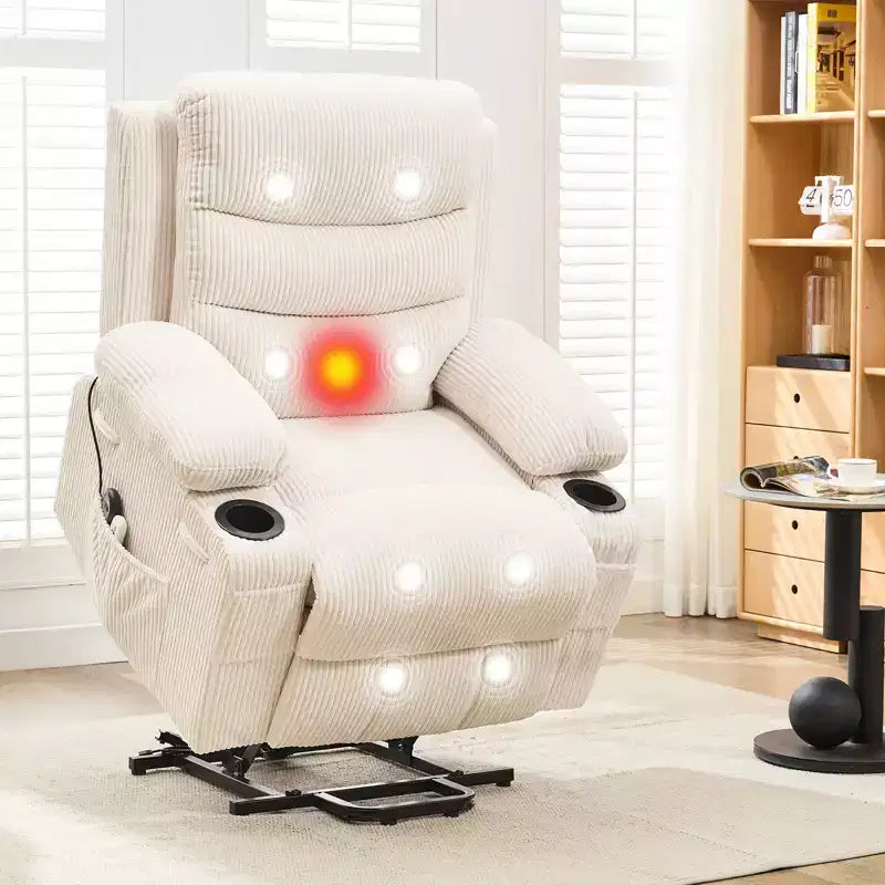 Poltrona Reclinabile Elettrica Monoposto con Funzione Alzapersona, Riscaldamento e Massaggio | Beige / Marrone / Grigio