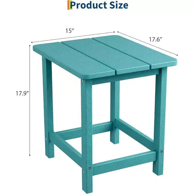 Tavolino da esterno quadrato in HDPE — Nero / Blu / Marrone / Grigio Scuro / Bianco, 4 gambe, Singolo