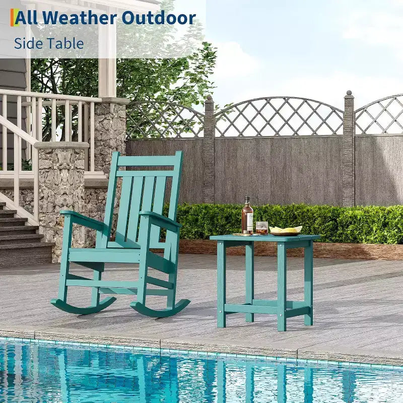 Tavolino da esterno quadrato in HDPE — Nero / Blu / Marrone / Grigio Scuro / Bianco, 4 gambe, Singolo