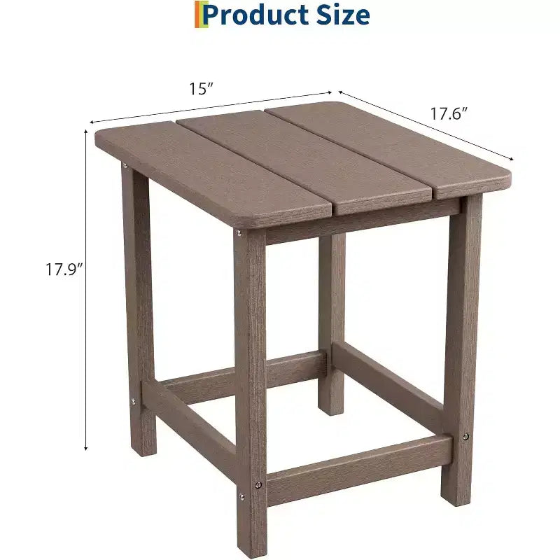 Tavolino da esterno quadrato in HDPE — Nero / Blu / Marrone / Grigio Scuro / Bianco, 4 gambe, Singolo