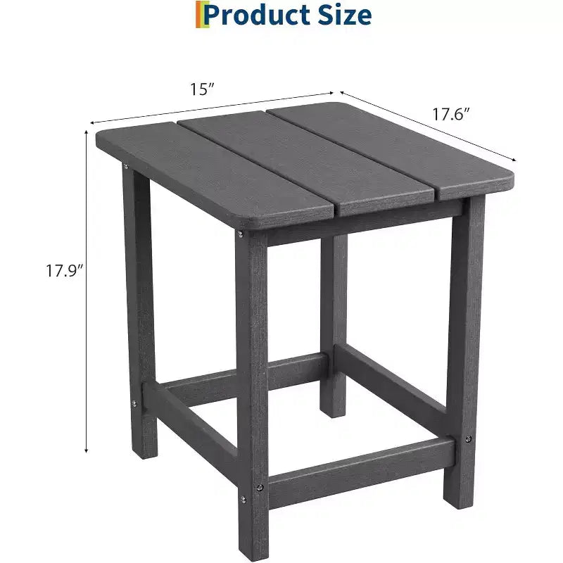 Tavolino da esterno quadrato in HDPE — Nero / Blu / Marrone / Grigio Scuro / Bianco, 4 gambe, Singolo