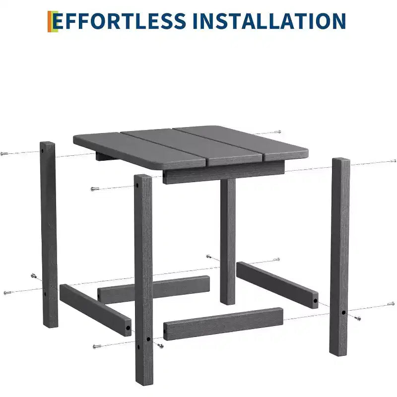Tavolino da esterno quadrato in HDPE — Nero / Blu / Marrone / Grigio Scuro / Bianco, 4 gambe, Singolo
