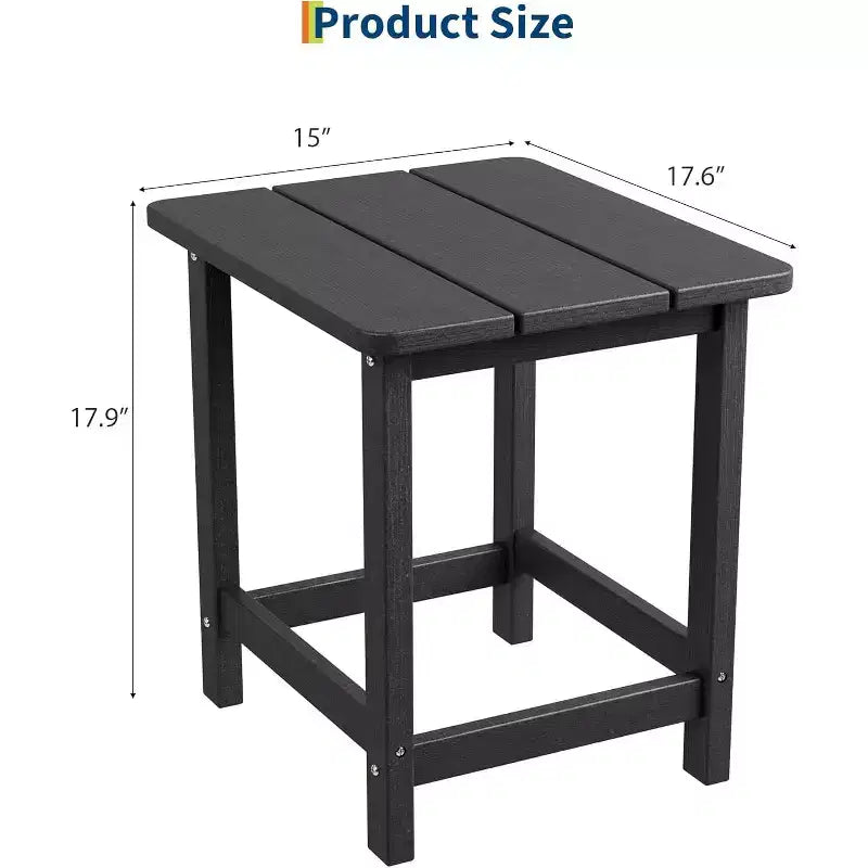 Tavolino da esterno quadrato in HDPE — Nero / Blu / Marrone / Grigio Scuro / Bianco, 4 gambe, Singolo