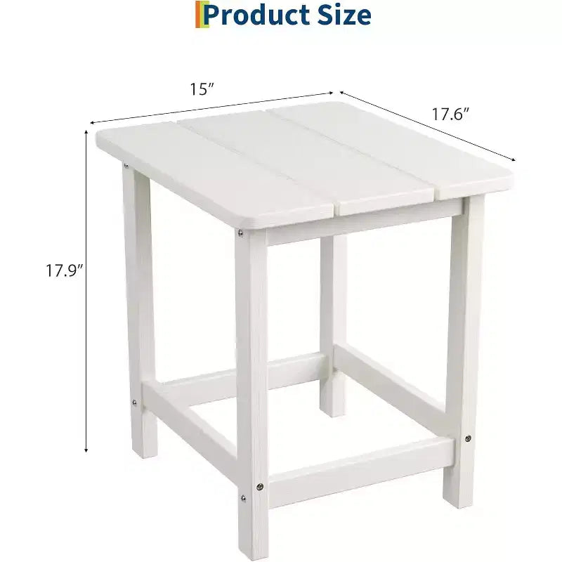 Tavolino da esterno quadrato in HDPE — Nero / Blu / Marrone / Grigio Scuro / Bianco, 4 gambe, Singolo