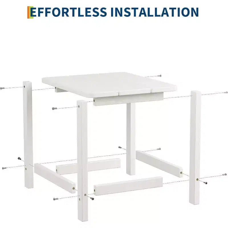 Tavolino da esterno quadrato in HDPE — Nero / Blu / Marrone / Grigio Scuro / Bianco, 4 gambe, Singolo