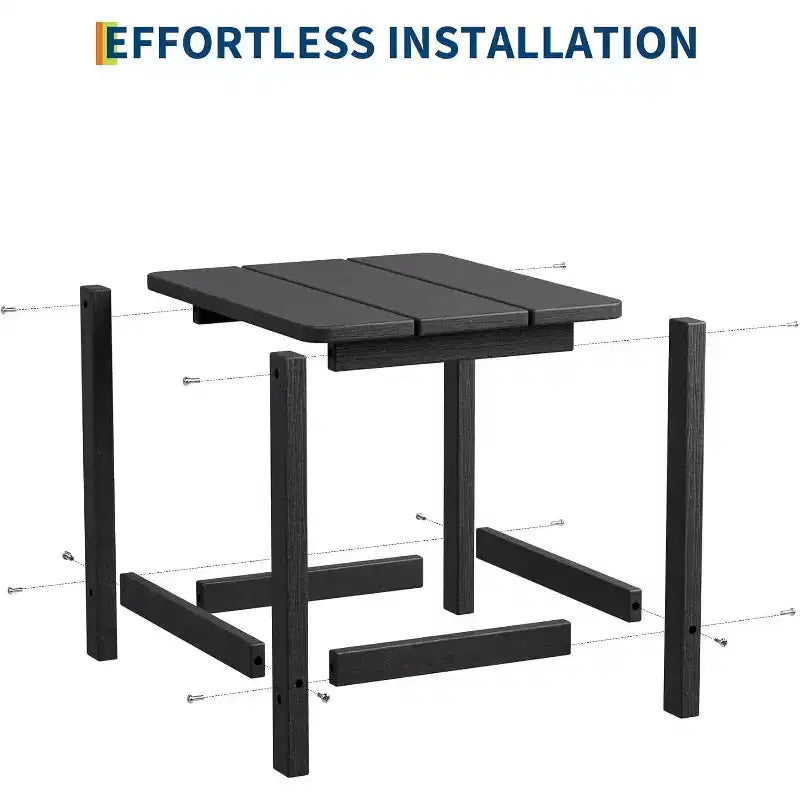 Tavolino da esterno quadrato in HDPE — Nero / Blu / Marrone / Grigio Scuro / Bianco, 4 gambe, Singolo