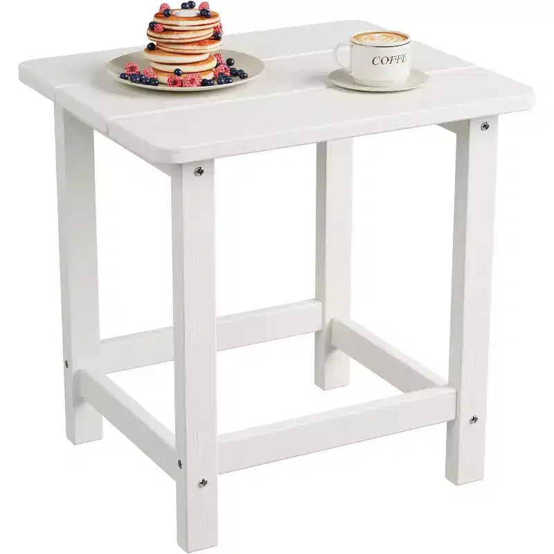 Tavolino da esterno quadrato in HDPE — Nero / Blu / Marrone / Grigio Scuro / Bianco, 4 gambe, Singolo