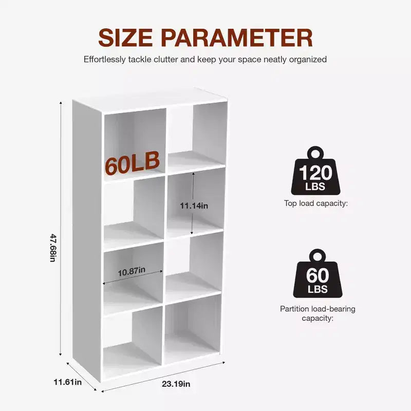 Scaffale aperto a 8 cubi con pannelli posteriori rimovibili – Nero / Bianco