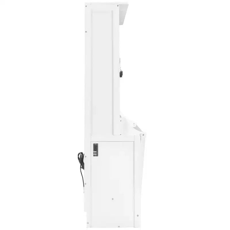 Letto a scomparsa matrimoniale con scrivania, luci LED e porta USB – Grigio/Bianco, per 1-2 persone
