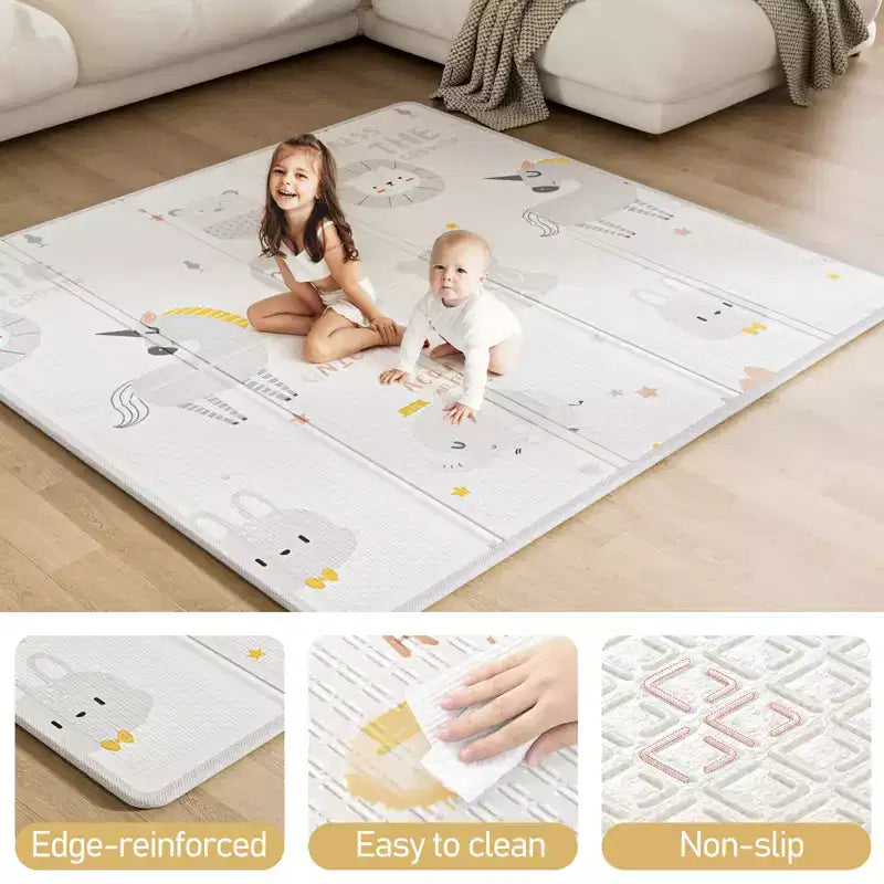 Box per bambini pieghevole grigio chiaro/grigio con tappetino – 150×150×68 cm, 1 bambino