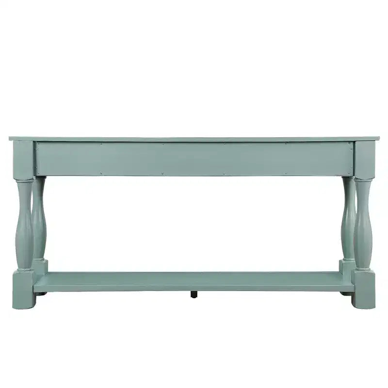 Consolle Blu a 3 Cassetti in Legno di Pino, Stile Mid-Century