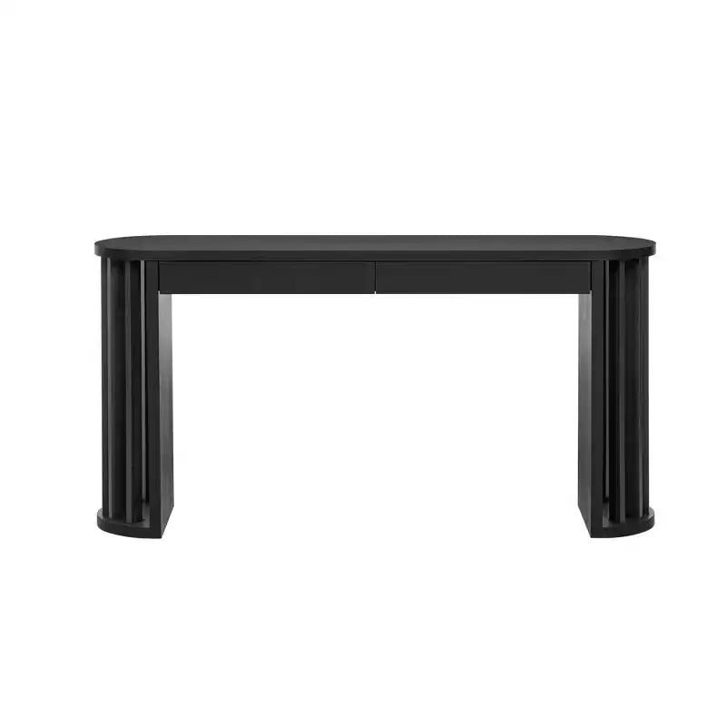 Console Nera Semicircolare con 2 Cassetti Contenitori