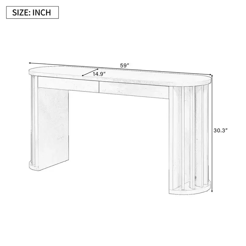 Console Nera Semicircolare con 2 Cassetti Contenitori