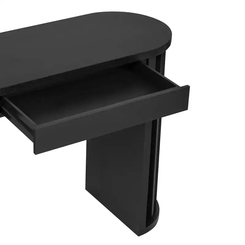 Console Nera Semicircolare con 2 Cassetti Contenitori