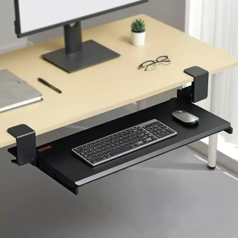 Vassoio per tastiera nero da agganciare sotto la scrivania, utente singolo