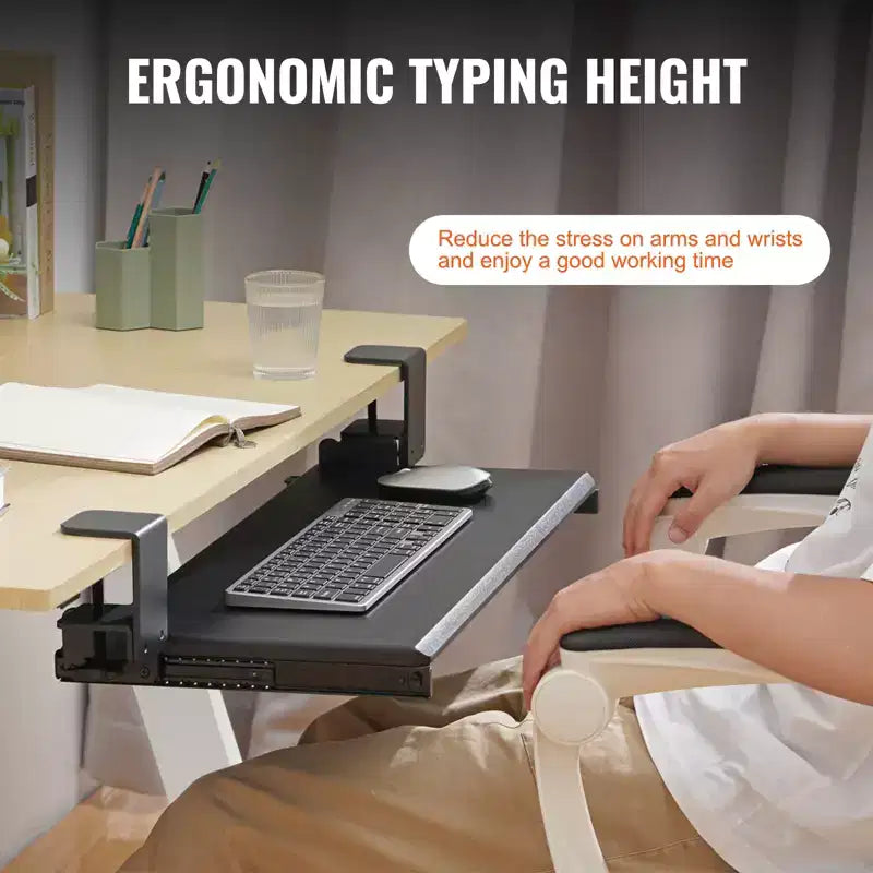 Vassoio per tastiera nero da agganciare sotto la scrivania, utente singolo