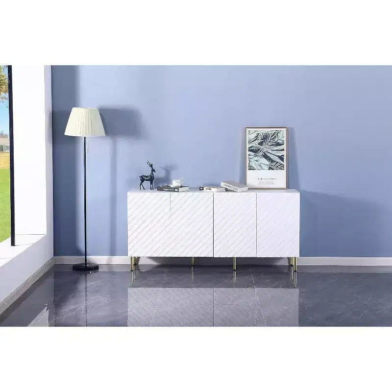 Armadio contenitore in legno bianco a 4 ante per uso domestico