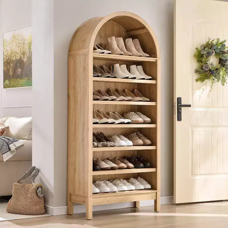 Libreria ad arco a 7 ripiani con mensole regolabili — Rovere nero / Rovere, Autoportante