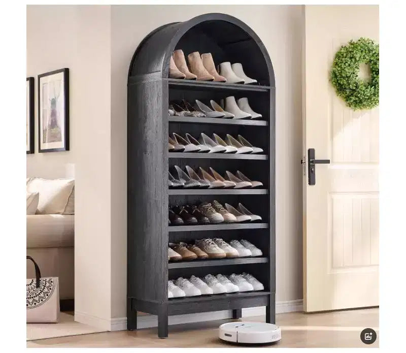 Libreria ad arco a 7 ripiani con mensole regolabili — Rovere nero / Rovere, Autoportante