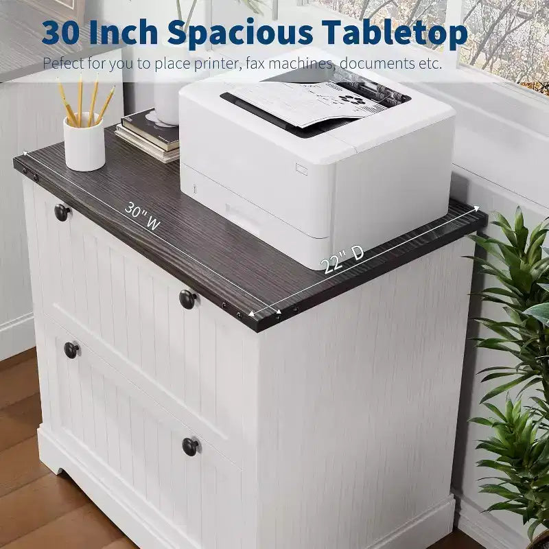 Classificatore rustico con 2 cassetti, bianco anticato