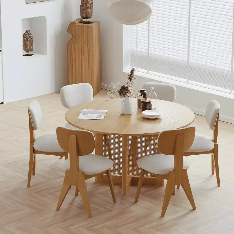 Sedie da pranzo set da 2 – naturali, schienale basso, imbottite, 2 posti