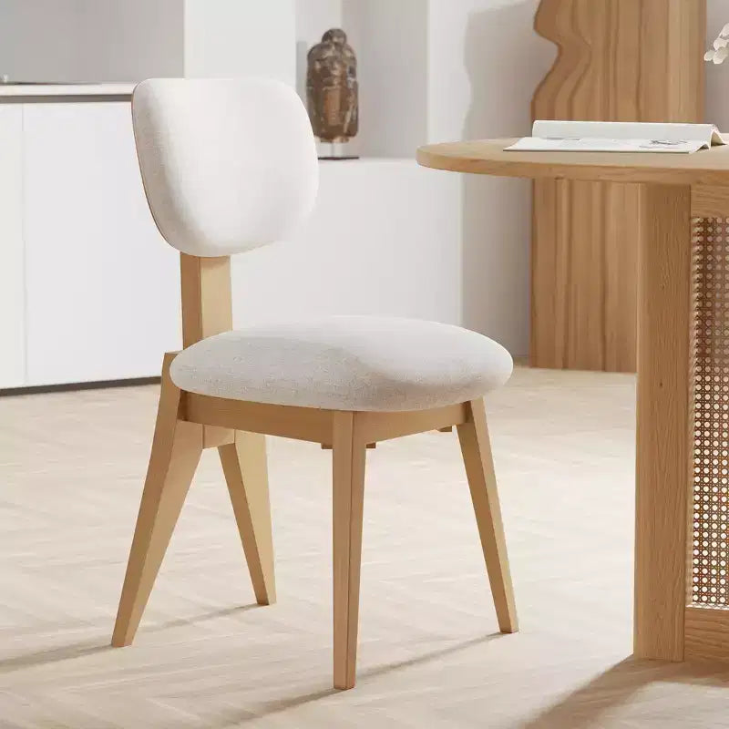 Sedie da pranzo set da 2 – naturali, schienale basso, imbottite, 2 posti