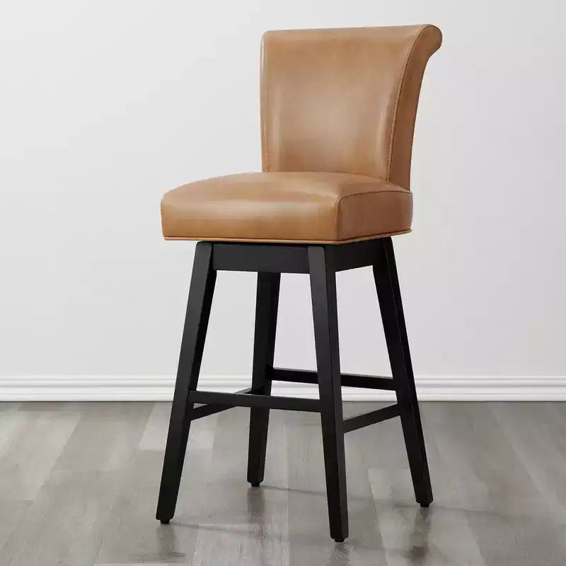 Sgabello da bar girevole ad altezza bancone – Schienale curvo, seduta imbottita, senza braccioli, girevole, seduta singola | Nero / Blu / Cognac / Grigio / Bianco