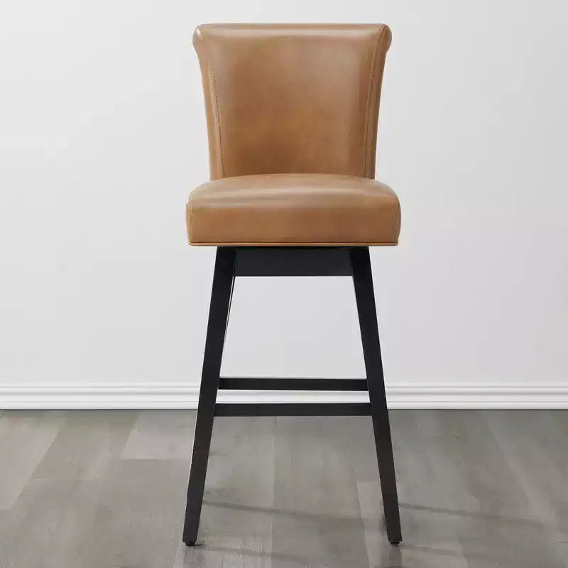 Sgabello da bar girevole ad altezza bancone – Schienale curvo, seduta imbottita, senza braccioli, girevole, seduta singola | Nero / Blu / Cognac / Grigio / Bianco