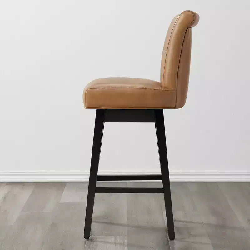 Sgabello da bar girevole ad altezza bancone – Schienale curvo, seduta imbottita, senza braccioli, girevole, seduta singola | Nero / Blu / Cognac / Grigio / Bianco