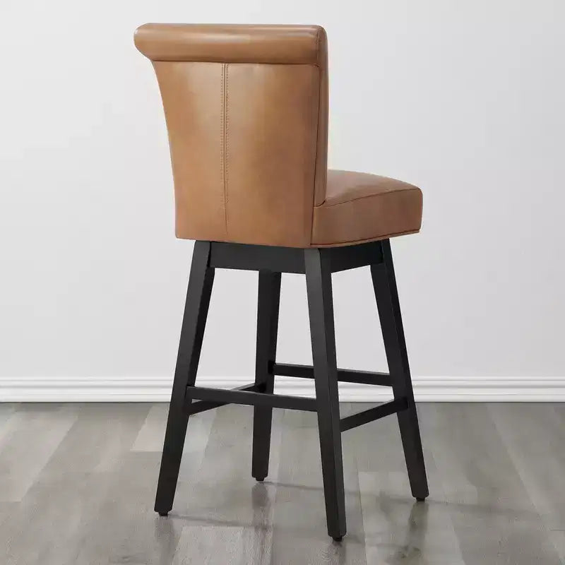 Sgabello da bar girevole ad altezza bancone – Schienale curvo, seduta imbottita, senza braccioli, girevole, seduta singola | Nero / Blu / Cognac / Grigio / Bianco